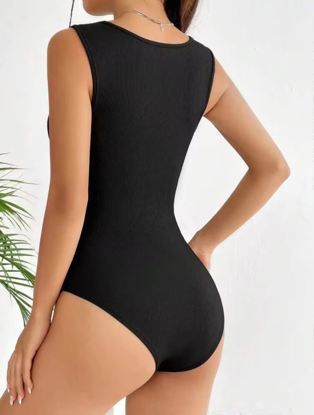 EMERY ROSE Solid Ribbed Knit Tank Bodysuit